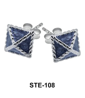 Enamel Quadrate Stud Earring STE-108